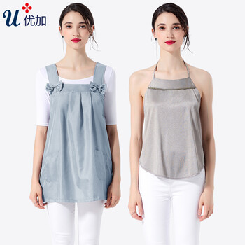 优加孕妇X服孕妇装银纤维全银纤维衣服马甲裙上班四季款 蓝色+全银纤维肚兜 XL