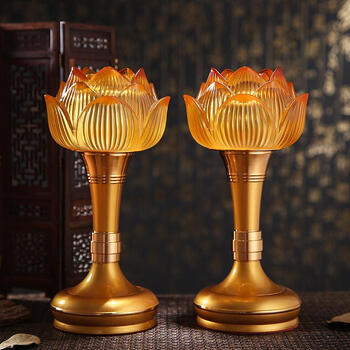 吉祥缘七彩琉璃灯 莲花灯 佛供灯家用供佛灯长明灯 led插电供奉 10(一