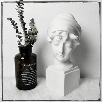 少女石膏雕塑摆件 客厅装饰 素描写生像几何体模具摆件 白色 h=37cm