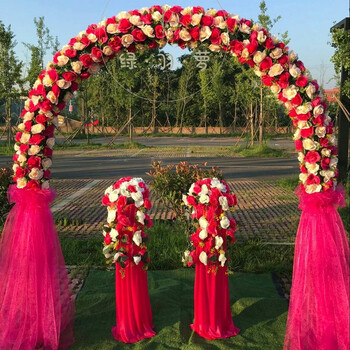 绿羽萝拱门花门婚庆花门开业拱门花架结婚装饰绢花拱门婚礼道具新款彩