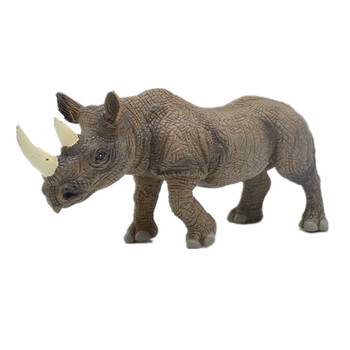 仿真动物模型野生动物玩具套装大象狮子老虎犀牛斑马 大号软胶黑犀牛