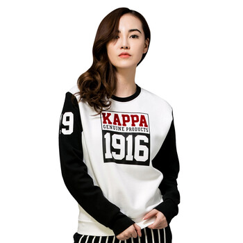 卡帕kappa背靠背 女款卫衣运动服圆领长袖休闲套头衫 k0562wt30 奶白