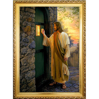 耶稣画像 以马内利 主 基督教装饰画 十字架油画艺术 客厅壁挂画 g款