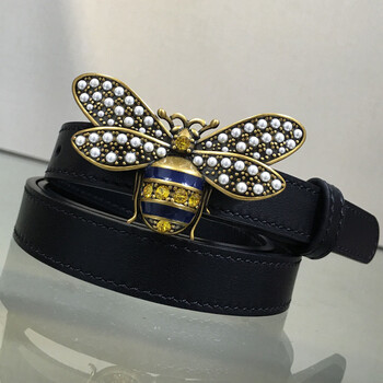 细款腰带女真皮复古小蜜蜂纯牛皮配连衣裙牛仔裤时尚百搭装饰皮带