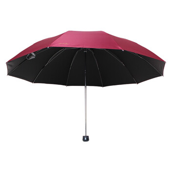 
                                        
                                                            天堂伞 三折黑胶晴雨伞防晒太阳伞遮阳伞加大经典商务伞61cm*10骨 33188E2#酱红                