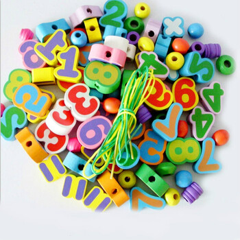 大号儿童水果动物数字串珠玩具 宝宝穿绳配对绕珠插珠1-3-6岁 数字款