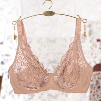 全罩杯款文胸 网纱绣花 半透明性感女士内衣 75d 80d 85d 90d 肤色