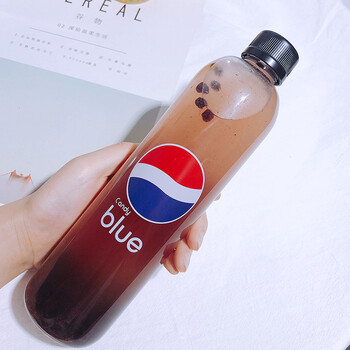 潮牌男女水杯简约网红可乐瓶便携学生水杯 百事可乐玻璃杯450ml送杯袋