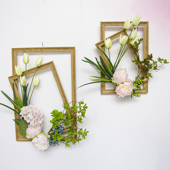 创意仿真花装饰客厅壁挂花艺相框家居餐厅卧室墙面假花欧式摆件 b款