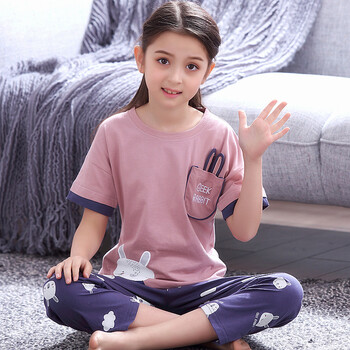 大童4睡衣5女孩短袖纯棉7初中学生8夏天9少女生11-12-13-14-15岁 短长