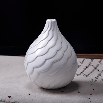 时尚简约花瓶摆件客厅电视柜插花软装饰品陶瓷花器工艺品摆设 水纹