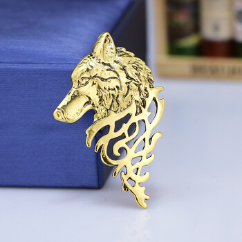 男士胸针西装胸章复古英伦韩版个性霸气狼头图腾合金胸针徽章胸牌古金