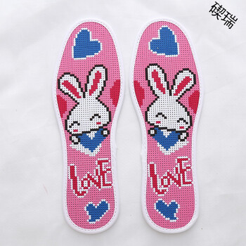 绣半成品正格精准全棉纯手工针孔制作刺绣防臭女 粉红色 可爱小兔802