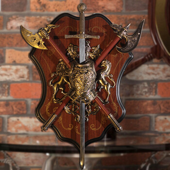 利之嘉 中世纪壁饰墙饰盾牌配剑墙壁盔甲咖啡厅墙面装饰品ktv酒吧壁挂