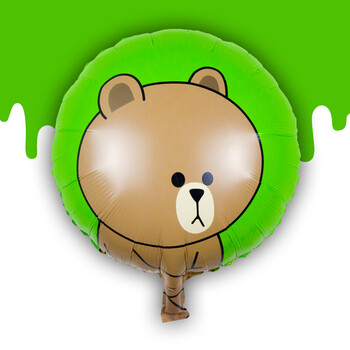 布朗熊可妮兔儿童生日布置卡通铝膜气球批发 绿色布朗熊10套 含托杆