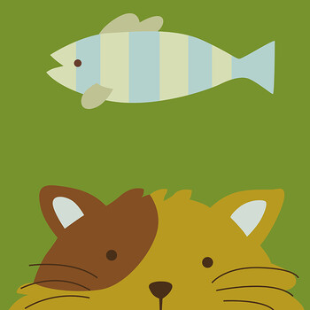 必画 小清新现代卡通装饰画简约卧室儿童房挂画动物墙壁画无框画 ti