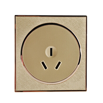 圆形香槟金色3孔三孔插座暗装墙壁开关插座3插三插面板liy