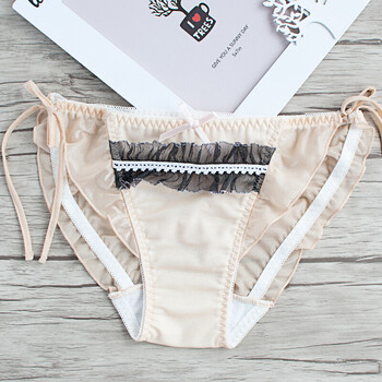 日系低腰牛奶丝系带内裤内裆色舒适优雅女士三角裤可爱胖次 金色 m