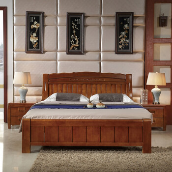 5橡木双人床婚床卧室气动高箱储物定制 胡桃色 1800mm*2000mm