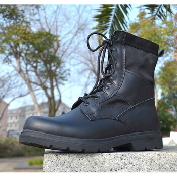 莱芬红 飞行靴跳伞靴男士军靴空降靴黑色皮靴 黑色 37