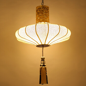 新中式吊灯中国风茶楼灯仿羊皮红灯笼灯古典风格茶馆装饰包厢灯具