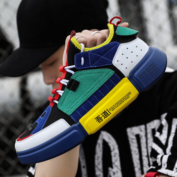 ins超火的鞋子男士运动休闲吾道情侣鞋拼色板鞋男女鞋国潮老爹鞋 黑绿