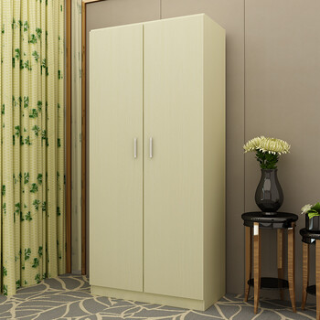 简易两门衣柜简约现代经济型单人2门衣橱组合 白枫色 80x40x180 2门