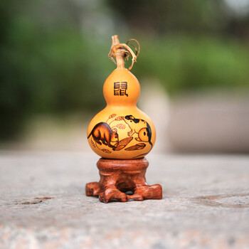 葫仙手捻天然小葫芦纯人工烙画12生肖手文把玩件精品工艺礼品摆件葫芦