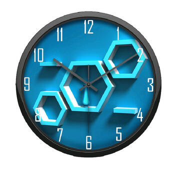 风迅欧式新款创意挂钟圆形静音时尚简约时钟客厅pvc玻璃钟 蓝色