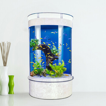 半圆60厘米80厘米白色鱼缸水族箱家用客厅金鱼缸玻璃生态鱼缸免换水