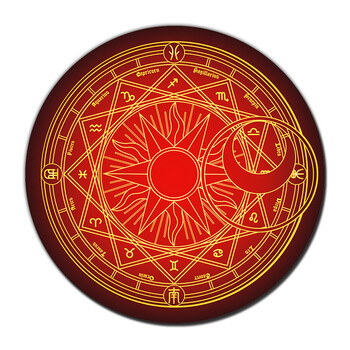 魔法阵地毯魔卡 宿舍寝室拍照试衣间圆形垫 酒红 库洛款 直径80cm