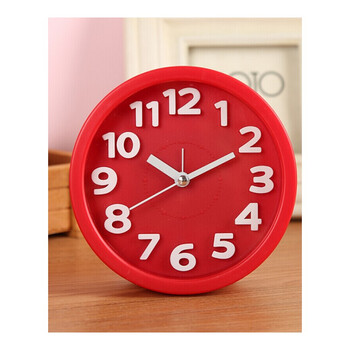 儿童懒人静音闹表可爱卡通闹钟wxj01 圆形红色