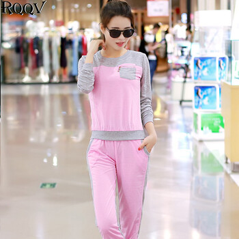 
                                        RQQV 卫衣女韩版大码圆领套头运动服休闲套装女长袖886 .红色 3XL                