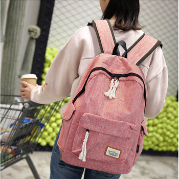 拉面丸子书包双肩背包男女初高中大学生帆布书包电脑包 粉红色3