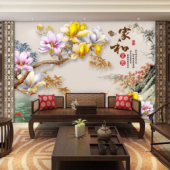 3d中式电视背景墙壁纸5d电视墙壁画客厅8d无缝影视墙装饰墙纸贴画 i