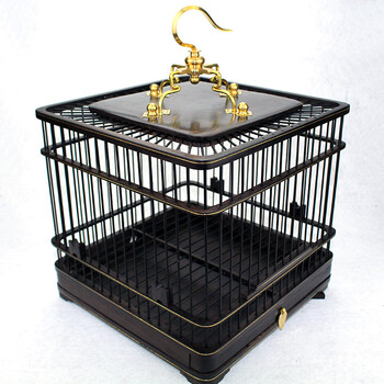 红子贝子绣眼靛颏宠物乌木紫光檀双层底方笼紫光檀竹丝全套232321