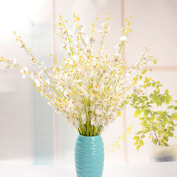 跳舞兰仿真花套装饰花摆设餐桌茶几假花束客厅插花瓶摆件塑料室内