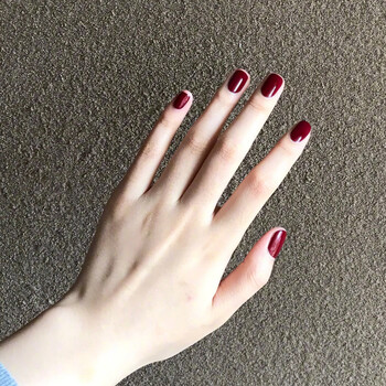纯色手指甲集合穿戴美甲新娘假指甲成品手贴片 560-酒红方【胶水款】