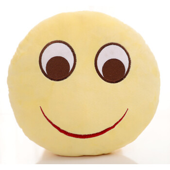 表情包抱枕表情可插手emoji毛绒玩具公仔滑稽笑脸娃娃玩偶靠垫圆 微笑