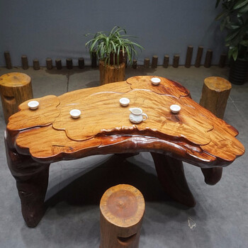 花梨木树根茶台实木根雕茶桌天然木质茶海原木树桩排水式根艺茶道