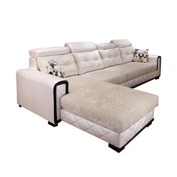 布艺沙发组合 客厅整装3 1现代简约 大小户l型贵妃转角皮布沙发 咖啡