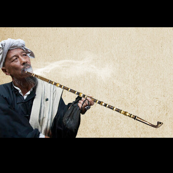 加长款烟袋锅子老式传统旱烟斗 黄铜烟袋锅旱烟袋铜铸长烟杆