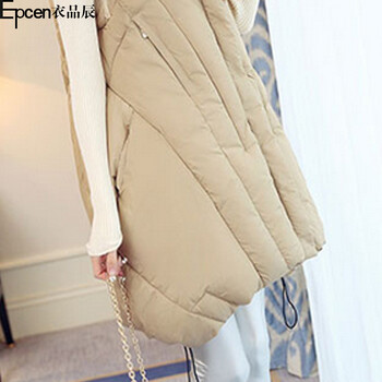 衣品辰（Epcen）2015秋冬新品女装加厚连帽长款马甲棉服外套XJM9090 黑色 L