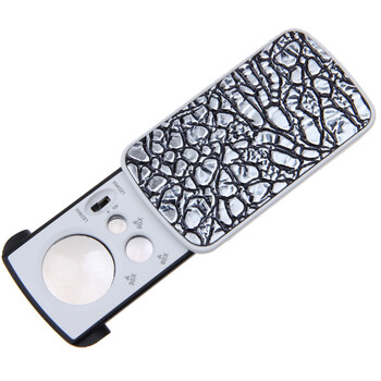 reticle 30倍60倍90倍验钞灯带led灯抽拉鉴定珠宝工艺品放大镜 银色