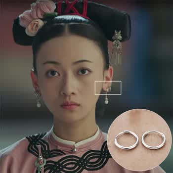 延禧攻略吴谨言魏璎珞同款耳环s925纯银镀白金古装气质三耳圈优雅