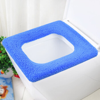 便套厕所通用坐垫大号马桶套长方形夏季加厚坐便器套 方形马桶垫-深蓝