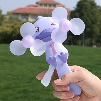 大黄鸭可爱卡通迷你小风扇手动小电扇手捏手压小扇子无需电池 紫色