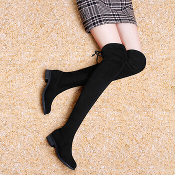 洛克美伦过膝靴女 新款冬季学生长靴女生女士韩版英伦风品牌系带圆头