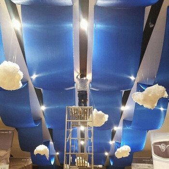 新款汽车4s店装饰天花吊顶布幔纱幔展厅节庆商场展厅彩带丝绸缎 颜色