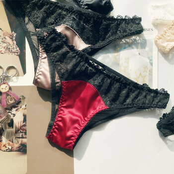 丁字裤女性感t裤镂空诱惑半透明镂空蕾丝骚仿低腰三角内裤女 均码【90